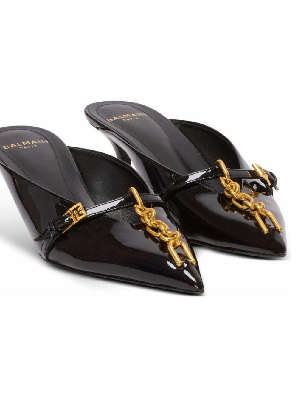 NIB Balmain Sync Patent Leather Mules With Pointed Toe, Size 39 (US 9) - $950